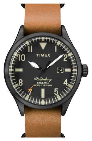 Timex® - 'Waterbury' Leather Strap Watch, 40mm - shop on Greybox