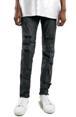 Topman - 'AAA Collection' Wax Coated Stretch Skinny Fit Jeans - shop on Greybox