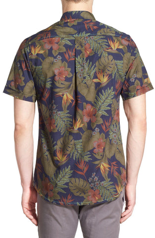 Descendant of Thieves - 'Rain Forest' Trim Fit Short Sleeve Print Woven Shirt - shop on Greybox