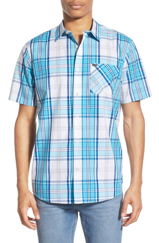 'Carson' Extra Trim Fit Short Sleeve Plaid Woven Shirt