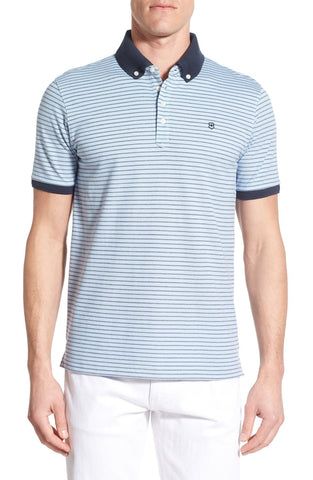 'Plane' Trim Fit Feeder Stripe Piqué Polo