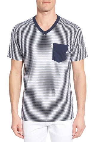 Stripe Pocket V-Neck T-Shirt