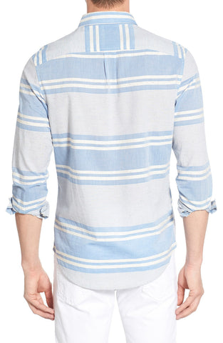 Trim Fit Stripe Slub Woven Shirt