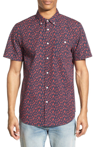 Obey - 'Tyler' Trim Fit Sailboat Print Short Sleeve Woven Shirt - shop on Greybox