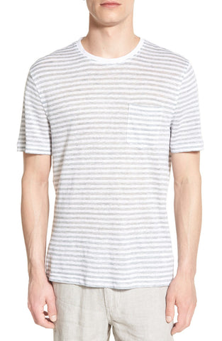 Stripe Linen Crewneck T-Shirt