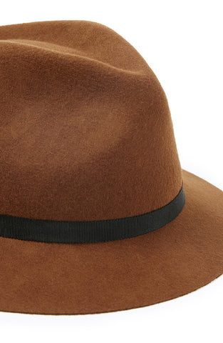 Brown Short Brim Wool Hat