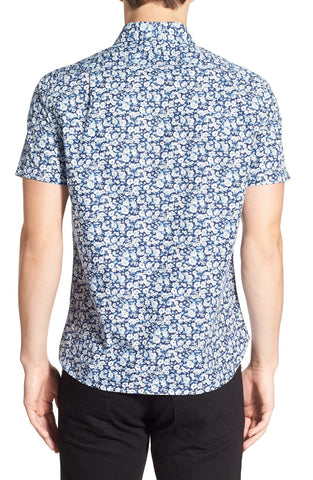 Trim Fit Short Sleeve Floral Print Woven Shirt