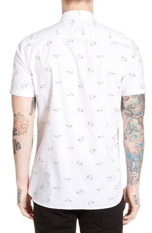 Trim Fit Whale Print Woven Shirt