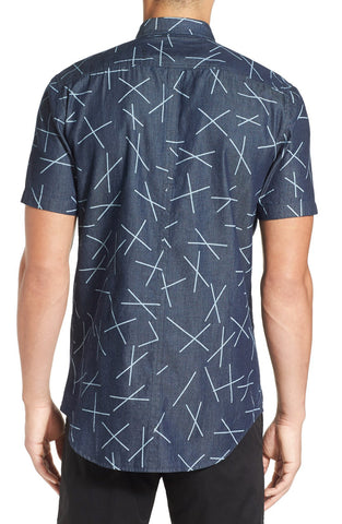 'Seven Ft - XT' Longline Print Woven Shirt