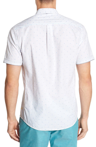 Trim Fit Short Sleeve Print Woven Shirt