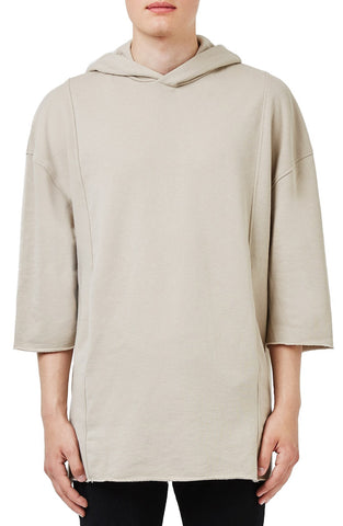 Raw Edge Three Quarter Sleeve Hoodie