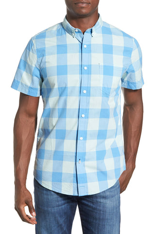 'Brothers' Trim Fit Short Sleeve Check Woven Shirt