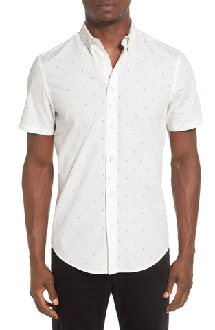 Trim Fit Triangle Print Short Sleeve Woven Shirt