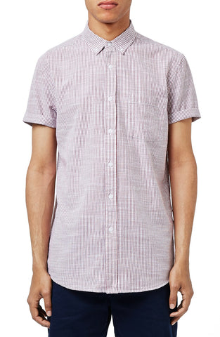 Trim Fit Stripe Short Sleeve Woven Shirt