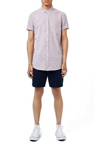 Trim Fit Stripe Short Sleeve Woven Shirt