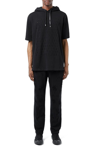 AAA Collection Slashed Oversize Short Sleeve Hoodie