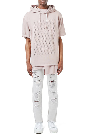 AAA Collection Slashed Oversize Short Sleeve Hoodie