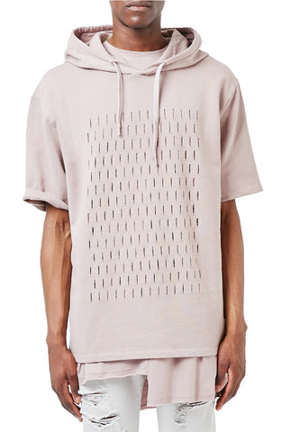 AAA Collection Slashed Oversize Short Sleeve Hoodie
