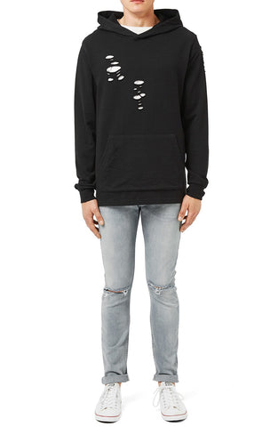 Laddered Ripped Oversize Hoodie