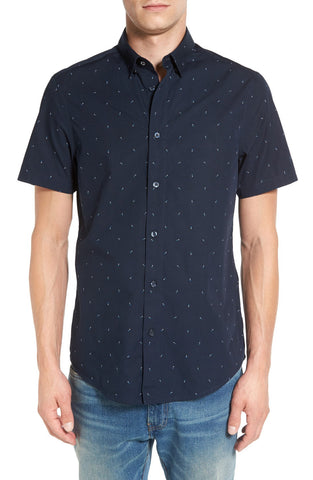 Trim Fit Triangle Print Short Sleeve Woven Shirt