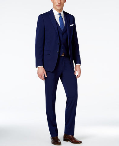 Calvin Klein Navy Solid Big and Tall Slim-Fit Vested Suit