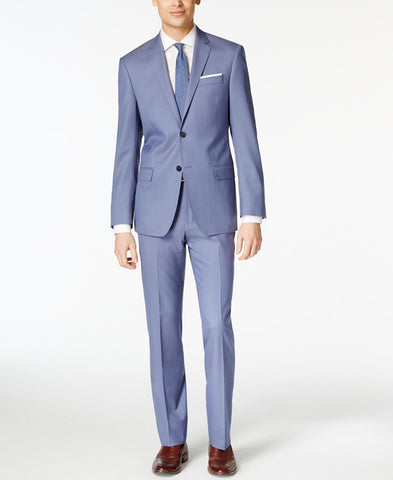 DKNY Light Blue Solid Extra Slim-Fit Suit