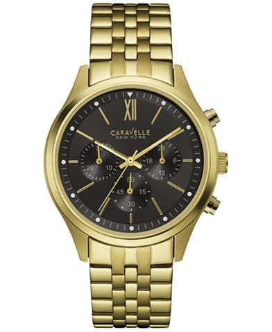 Caravelle New York - Caravelle New York by Bulova Men's Chronograph Gold-Tone Stainless Steel Bracelet Watch 41mm 44A108 - shop on Greybox