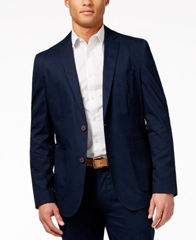 Vince Camuto Mens Navy Hero Print Stretch Cotton Blazer & Pants Suit Separates