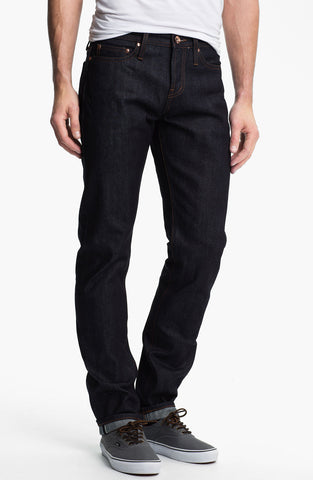 'UB201' Tapered Fit Raw Selvedge Jeans (Indigo)