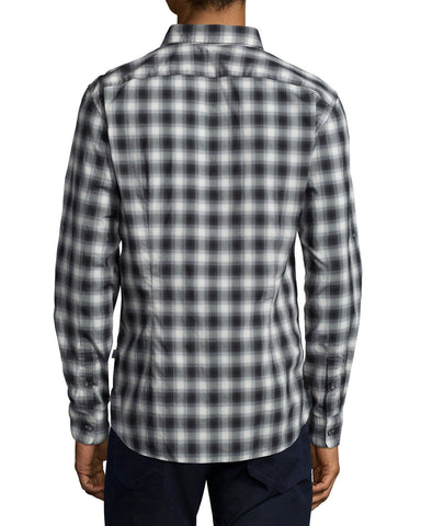 Check Roll-Tab Woven Shirt, Charcoal