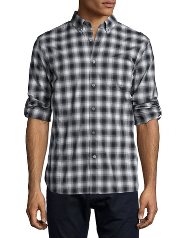 Check Roll-Tab Woven Shirt, Charcoal