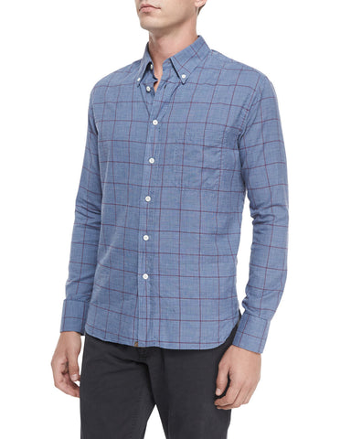 Glen-Plaid Long-Sleeve Sport Shirt, Multi