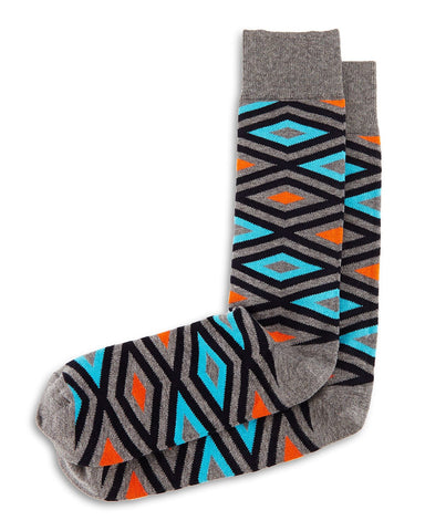 Jonathan Adler - Diamond-Print Knit Socks, Gray/Turquoise/Orange - shop on Greybox