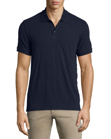 Vince - Slub Short-Sleeve Polo Shirt, Navy - shop on Greybox