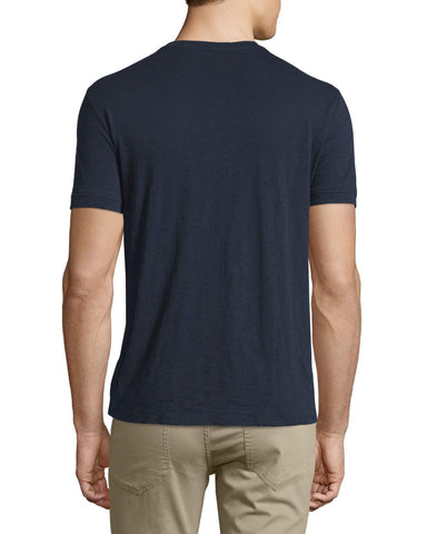 Vince - Short-Sleeve Slub Henley Shirt, Navy - shop on Greybox