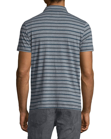 Striped Short-Sleeve Polo Shirt, Blue Pattern