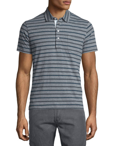 Striped Short-Sleeve Polo Shirt, Blue Pattern